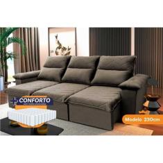 Imagem de Sofá Retrátil Reclinável Paris 2,30M Suede Velut Tabaco Molas Ensacada