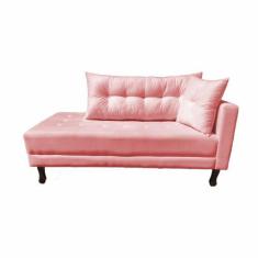 Imagem de Divã Recamier Troya 1,80 Cm Lado Direito Suede Rose - Neros Interiores
