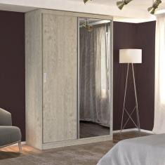 Imagem de Guarda Roupa Solteiro 1 Espelho 2 Portas de Correr 2 Gavetas MDF MM771E1 Espresso Móveis Marfim Areia