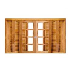 Imagem de Janela de Madeira Veneziana Padrão Imbuia 100x140cm 6 Folhas Rodam Marroml