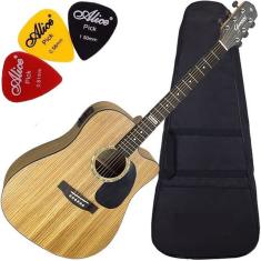 Imagem de Kit Violão Folk Eletroacústico Modelo Zebra Gf1d Zw Giannini
