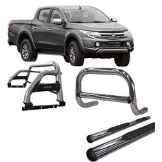 Imagem de Kit Quebra Mato +Estribo OVAL +Santo Anto H2 20 L200 Cromado