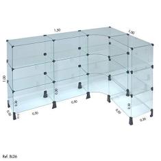 Imagem de Balcão de Atendimento L Modulado em Vidro 1,50 x 1,00 x 1,00