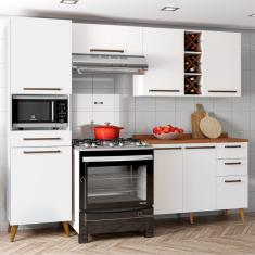 Imagem de Armário De Cozinha Completa Com Adega 7 Portas 4 Gavetas Favorita Branco/Nature