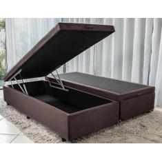 Imagem de Cama Box Baú Casal Bipartido Marrom em Suede Blindado Real Comfort 138x188