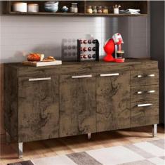 Imagem de Balcão de Pia para Cozinha Castani 3 Portas 3 Gavetas Dinamarca Casa Moderna