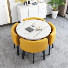 Imagem de Mesa de conferência de escritório Mesa de sala de reuniões pequena, mesa redonda de recepção de escritório Conjunto de mesa de jantar de cozinha simples 1 mesa 4 cadeiras Mesa de negociação