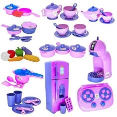Imagem de Super Kit Cozinha Infantil Eletro Legumes Café Geladeira 47P - Altimar
