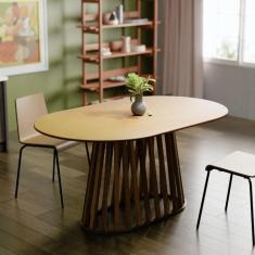 Imagem de Mesa De Jantar Oval Madeira Maciça 6 Pessoas