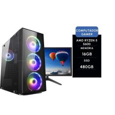 Imagem de Computador gamer brx amd ryzen 5 5600G 16GB ssd 480GB + monitor 21