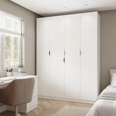 Imagem de Guarda Roupa Modulado 4 Portas com Cabideiro Hera CabeCasa MadeiraMadeira Branco Geada/Preto