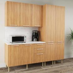 Imagem de Cozinha Compacta Jasmine 200cm com Tampo, 4 Peças, 9 Portas e 3 Gaveta