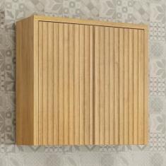 Imagem de Armário Aéreo para Cozinha 80cm 2 Portas Ripado Torino Cinamomo