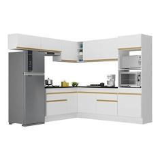 Imagem de Armário de Cozinha Completa de Canto com Rodapé Veneza Multimóveis V2105 Branco/dourado