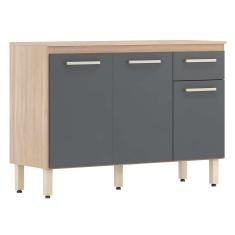 Imagem de Balcão de Cozinha Dama com Tampo 3 pt 1 gv Avena e Grafito