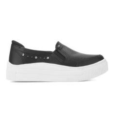 Imagem de Tênis Kolosh Feminino Calce Fácil Slip-On Flatform Médio Preto