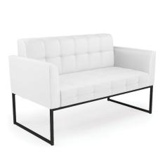 Imagem de Sofá Namoradeira Elisa Corino Base Metálica Industrial Preto - D`rossi Branco