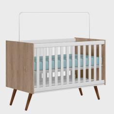Imagem de Berço Mini Cama Americano Retrô Carvalho Rústico Branco Qmovi