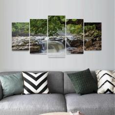 Imagem de Quadro decorativo Mosaico Para Sala Cachoeira Natureza