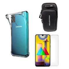 Imagem de Capinha Capa Antiqueda E Capa De Braço Porta Celular + Película Vidro Compatível Samsung Galaxy M31