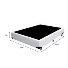 Imagem de Cama Box Casal - Tecido Sintético Branco Com Colchão Extra Firme D28 -