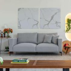 Imagem de sofá na caixa ubbe linho cinza 170 cm