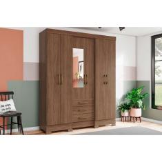 Imagem de Guarda Roupa Casal 6 Portas (1 c/ Espelho) e 3 Gavetas Briz B23 Castanho - Henn