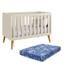 Imagem de Berço Americano Theo Pés Amadeirado com Colchão D18 - Reller Móveis, A