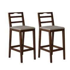 Imagem de Conjunto 2 Banqueta Madeira Maciça Denver Capuccino