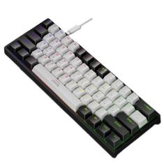 Imagem de Teclado mecânico para jogos de 61 teclas em preto e branco
