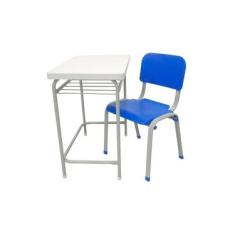 Imagem de Carteira Escolar Infantil com Cadeira Lg Flex Reforçada Azul