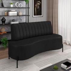 Imagem de Sofá Living Decorativo 2 Lugares 1,35M Katara Pés de Ferro PU Manchado Preto G33 - Gran Belo