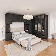 Imagem de Guarda Roupa Modulado de Canto 5 Peças 12 Portas com 3 Portas Reflecta Hera CabeCasa MadeiraMadeira Preto