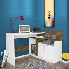 Imagem de Escrivaninha Mega Office 2 Portas Branco/Amendoa - Olivar Móveis