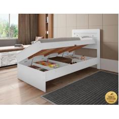 Imagem de Cama Solteiro Com Bau Framar Larissa Branca Laqueada Mdf/Mdp