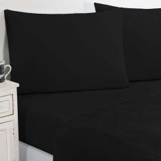 Imagem de Jogo De Cama Malha Lençol 100% Algodão Gran Moratta 4 Peças Casal Preto-preto