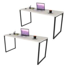 Imagem de Kit 2 Mesas De Escritório Office 150cm Estilo Industrial Prisma Snow -