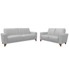 Imagem de Jogo de Sofá 2 e 3 Lugares Sala de Estar Recepção Russia Couro Branco Gran Belo