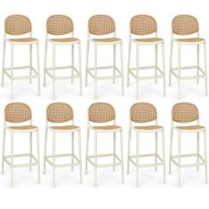 Imagem de Kit 10 Banqueta Alta com Encosto Roma em Polipropileno - Nude