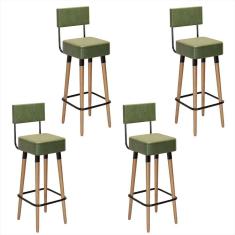 Imagem de Kit 4 Banquetas Barcelona Verde Salaone