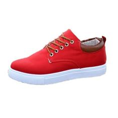 Imagem de Jueshanzj Sapatos casuais de caminhada sapatos masculinos de lona, Vermelho R009, 42