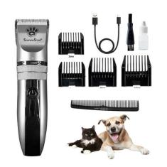 Imagem de Kit Máquina Tosa Pet S/ Fio Aparador Cachorro Gato 4 Pentes - Geral, P