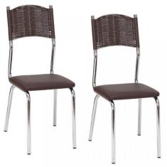 Imagem de Conjunto 2 Cadeiras Juliana Cromado Fil Móveis Cromado/Marrom