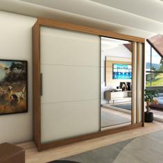 Imagem de Guarda-Roupa Casal Castle Rock 100% Mdf 2 Portas 4 Gavetas com Espelho Freijo/Off White - Panorama Móveis