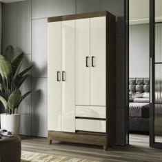 Imagem de Guarda Roupa 4 Portas 2 Gavetas com Pés Fit Jequitibá/off