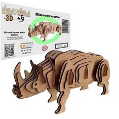 Imagem de Brinquedo Quebra Cabeça 3D Rinoceronte Mdf
