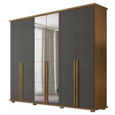 Imagem de Guarda Roupa 6 Portas Com Espelho 271cm Estrela Rv Móveis Cinamomo/Gra