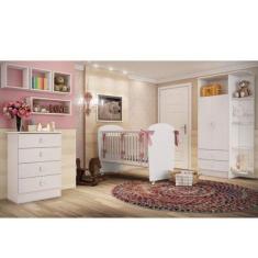 Imagem de Quarto de Bebê Completo Fofura com Guarda Roupa 2 Portas, Cômoda e Berço Espresso Móveis Branco