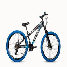 Imagem de Bicicleta Viking Aro 26 Preto Azul Câmbios Shimanos com Pneu Azul  - V