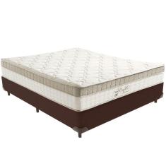 Imagem de Cama Box Marrom E Colchão King Best Bege Molas Ensacadas Casal Anjos
